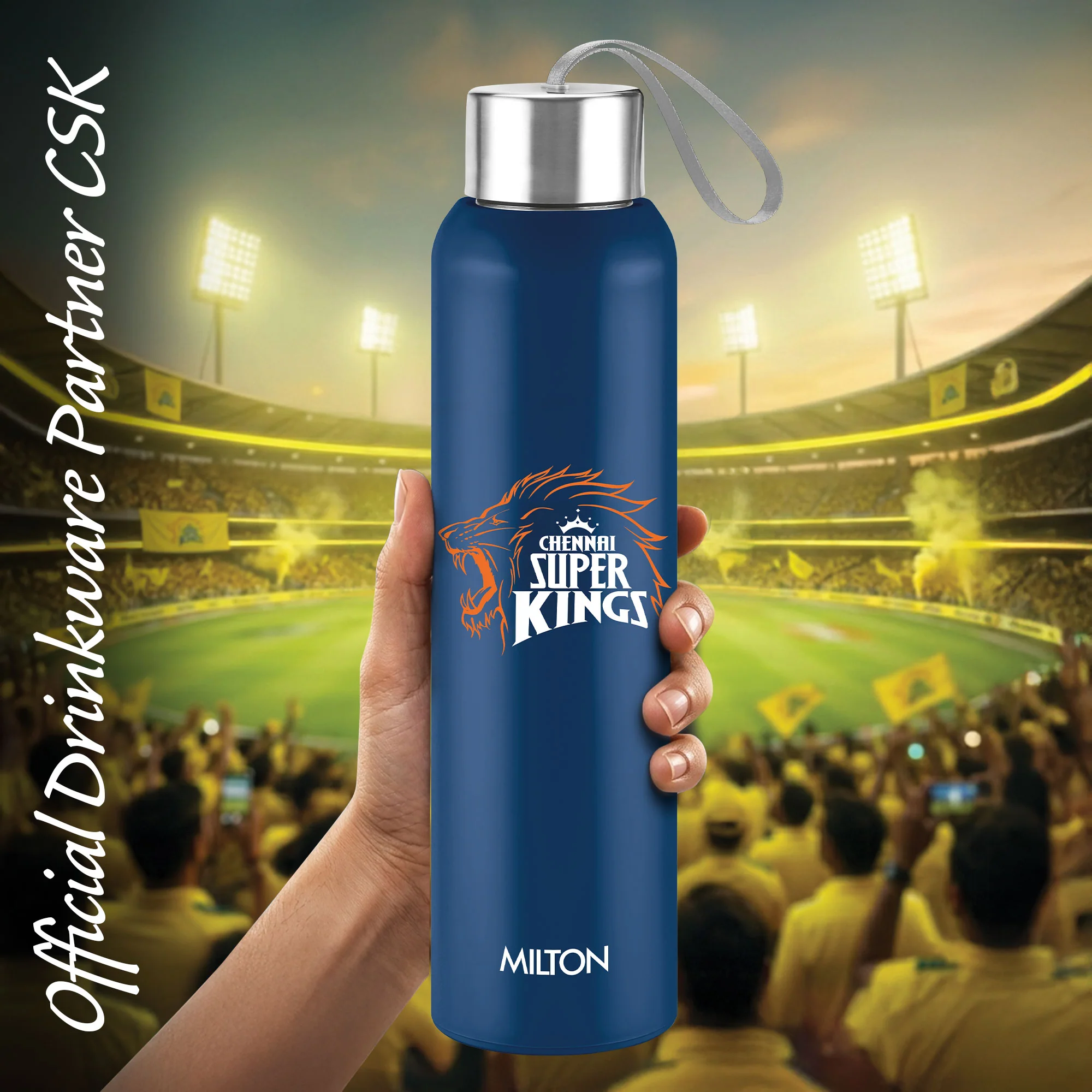 Sports Steel Halo UV Printing Water Bottle - Chennai Super Kings (CSK) - Milton - Image 17