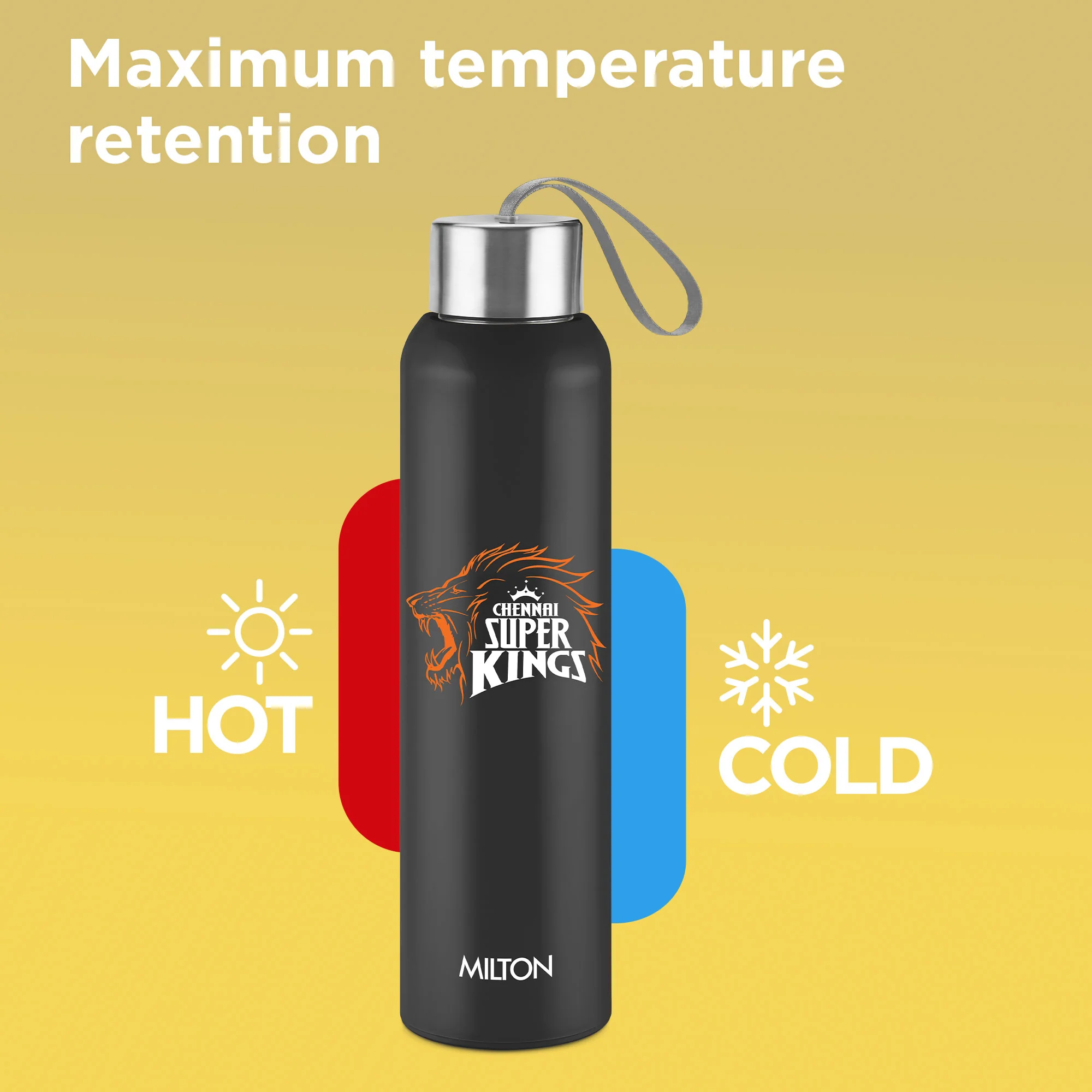 Sports Steel Halo UV Printing Water Bottle - Chennai Super Kings (CSK) - Milton - Image 4