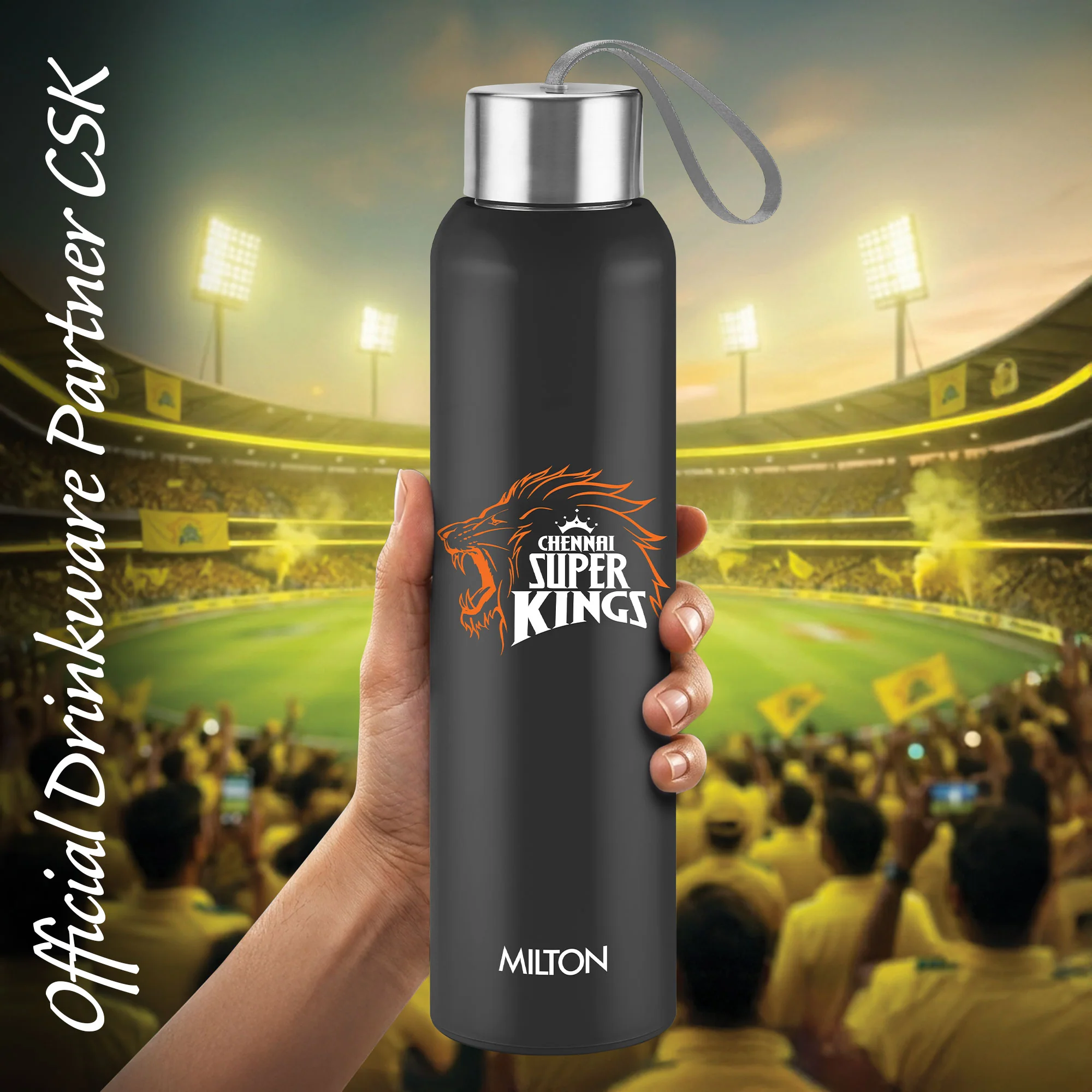 Sports Steel Halo UV Printing Water Bottle - Chennai Super Kings (CSK) - Milton - Image 8