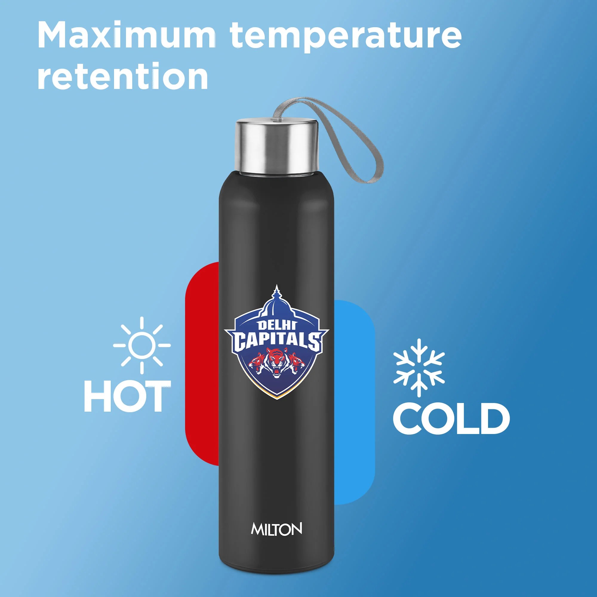Sports Steel Halo UV Printing Water Bottle - Delhi Capitals (DC) - Milton - Image 10