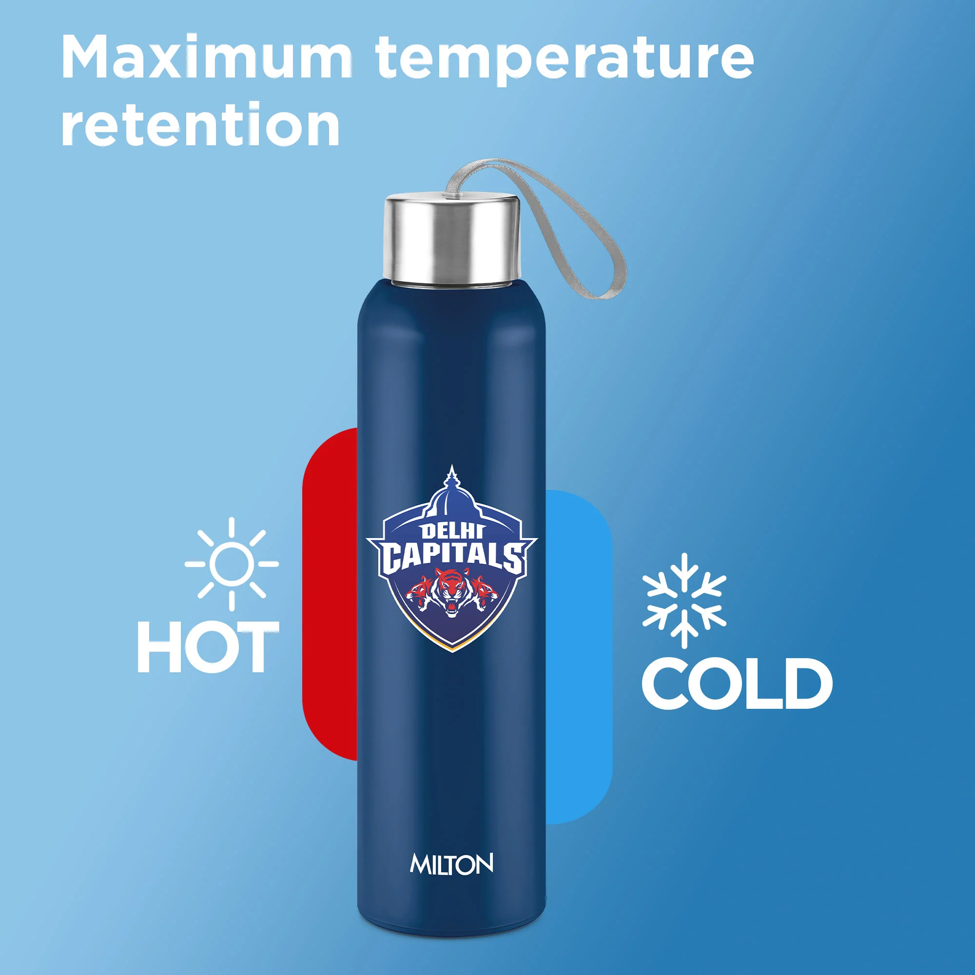 Sports Steel Halo UV Printing Water Bottle - Delhi Capitals (DC) - Milton - Image 16