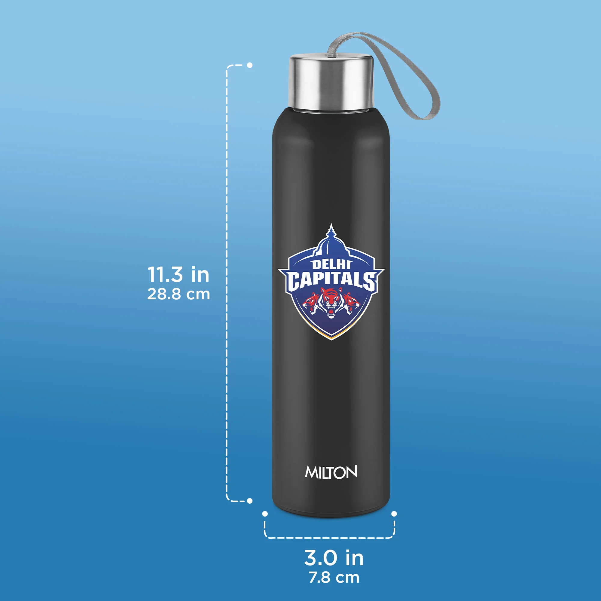 Sports Steel Halo UV Printing Water Bottle - Delhi Capitals (DC) - Milton - Image 3