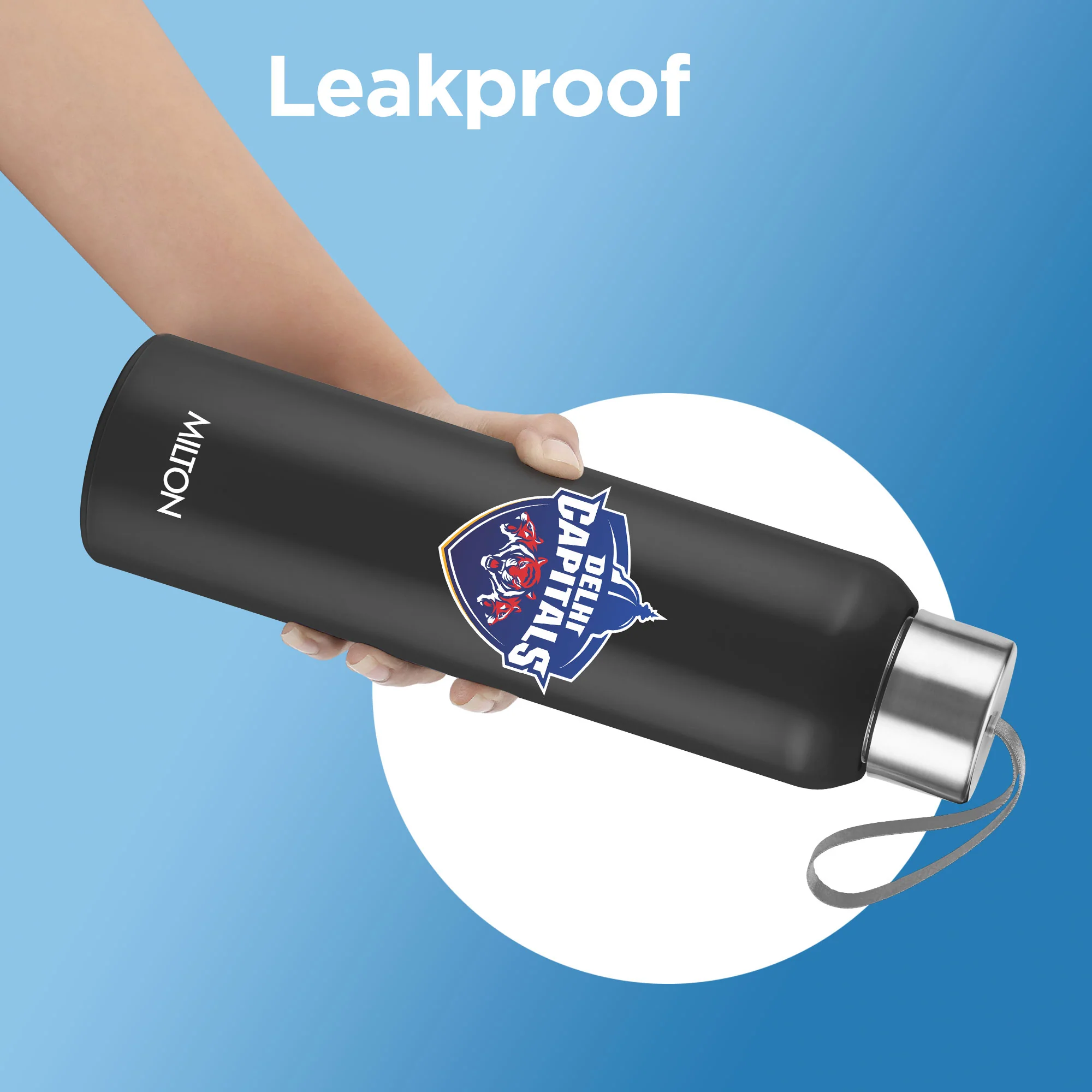 Sports Steel Halo UV Printing Water Bottle - Delhi Capitals (DC) - Milton - Image 6
