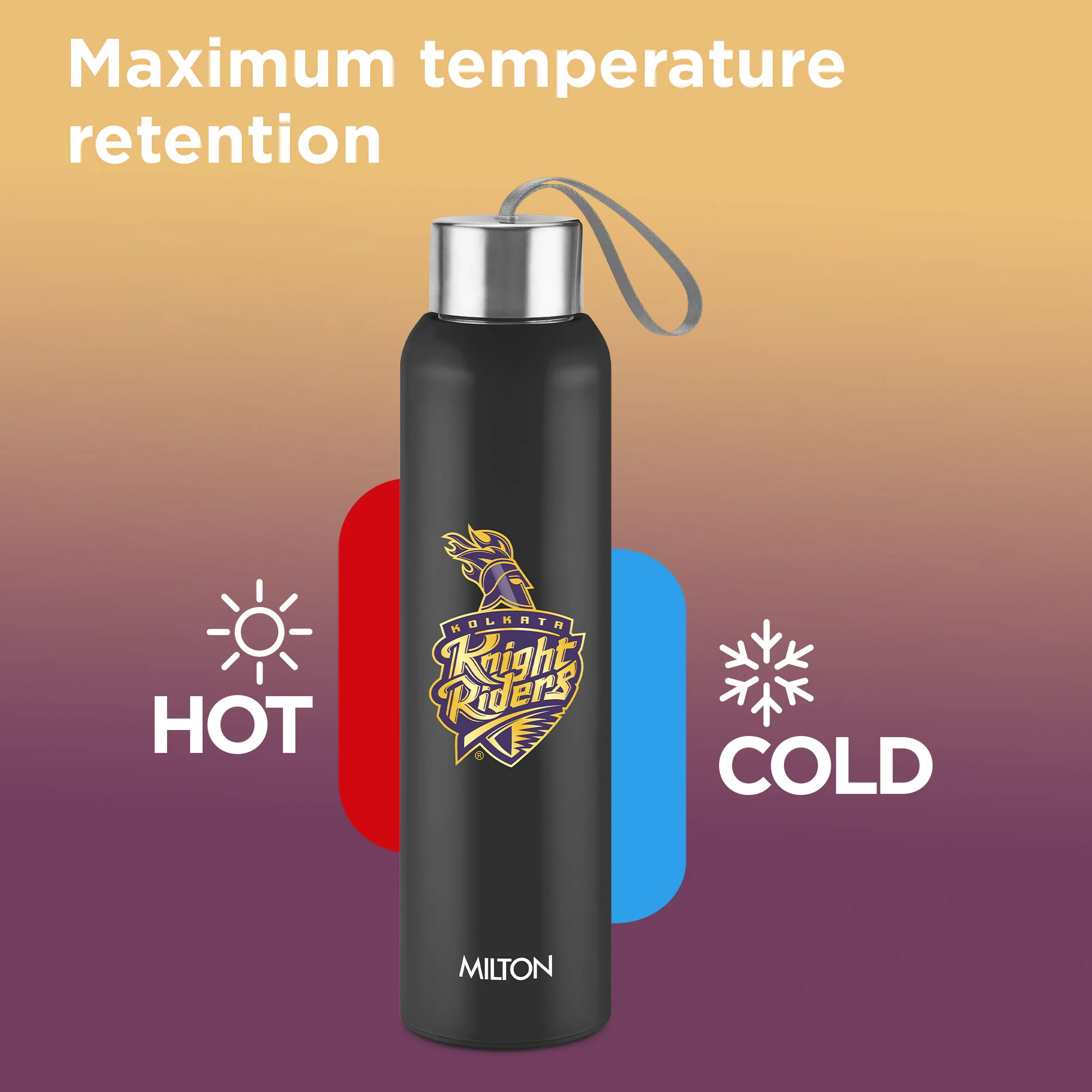Sports Steel Halo UV Printing Water Bottle - Kolkata Knight Riders (KKR) - Milton - Image 4