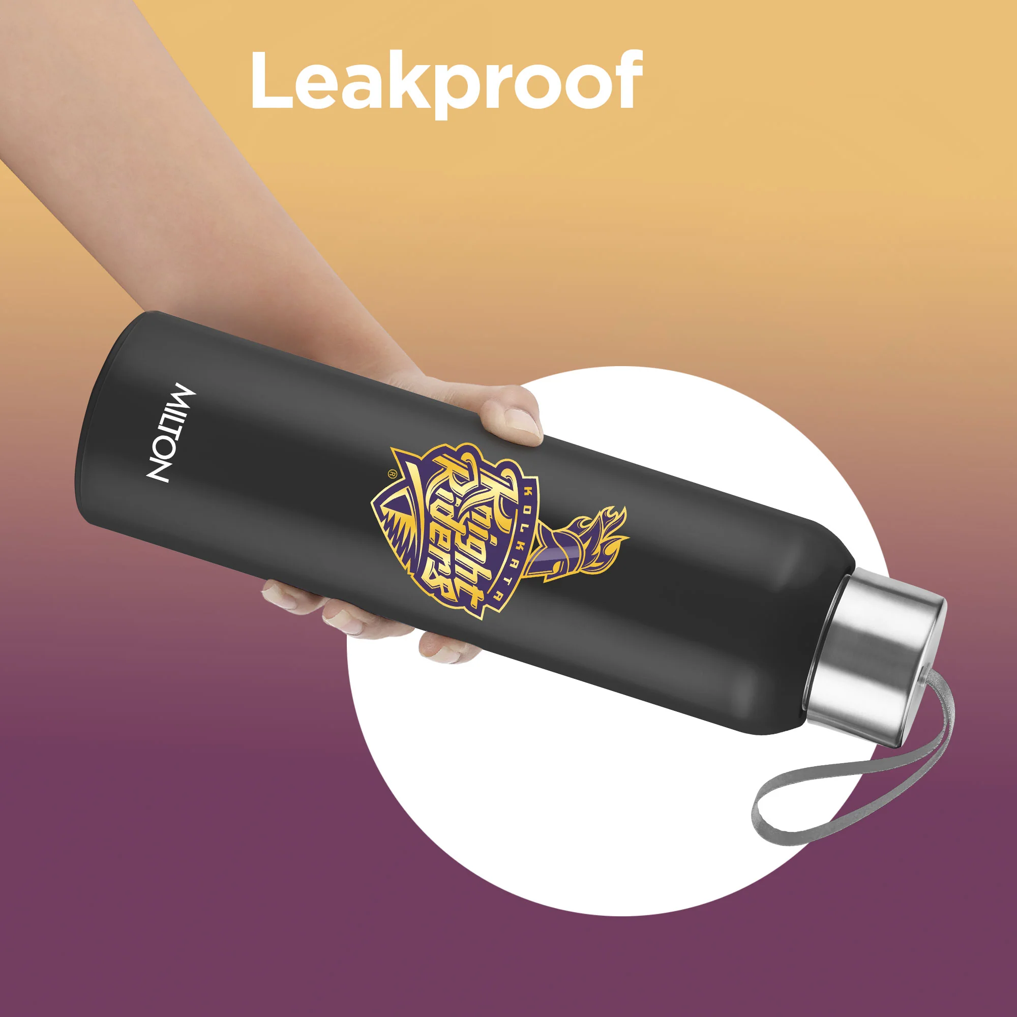 Sports Steel Halo UV Printing Water Bottle - Kolkata Knight Riders (KKR) - Milton - Image 5