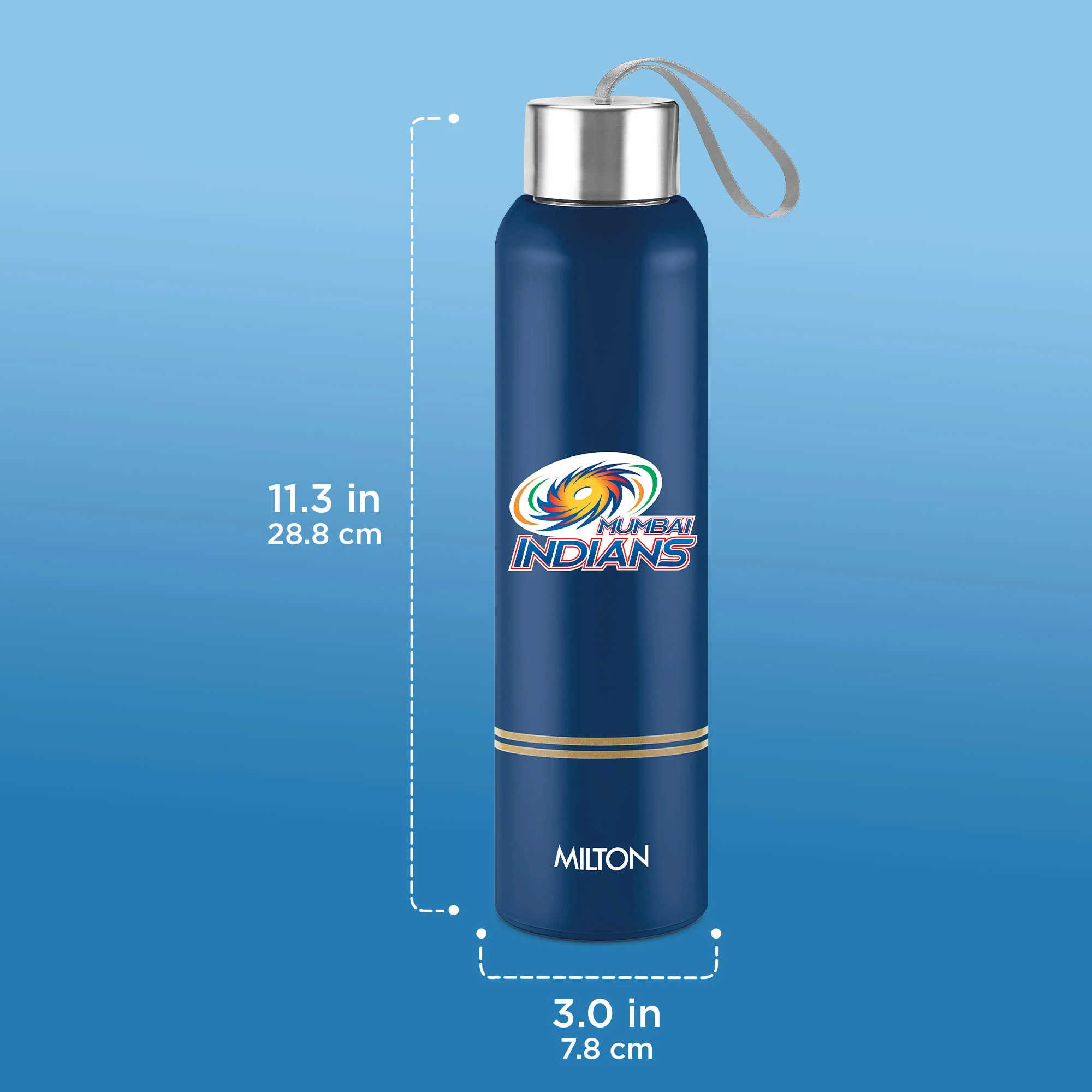 Sports Steel Halo UV Printing Water Bottle - Mumbai Indians (MI) - Milton - Image 3