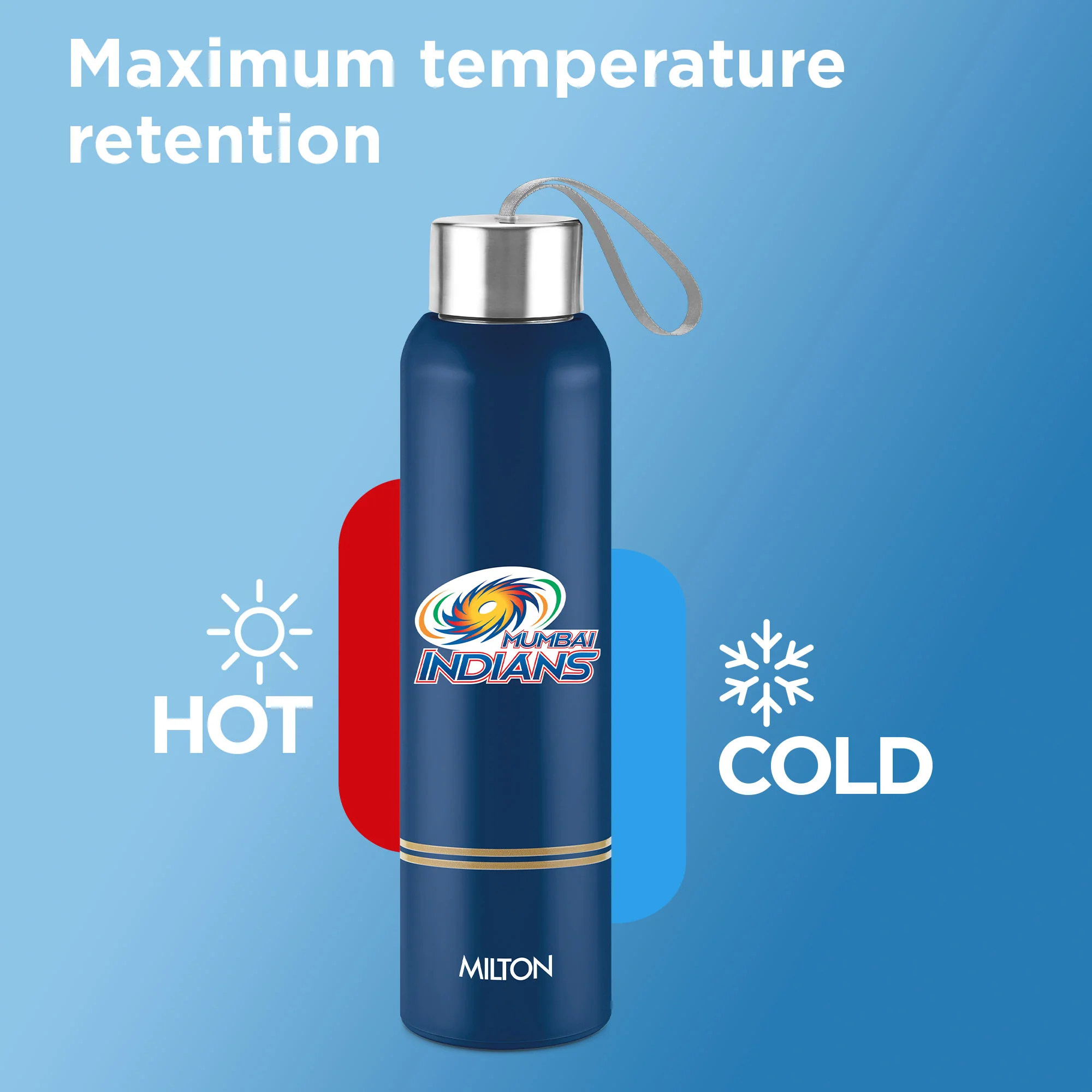 Sports Steel Halo UV Printing Water Bottle - Mumbai Indians (MI) - Milton - Image 4