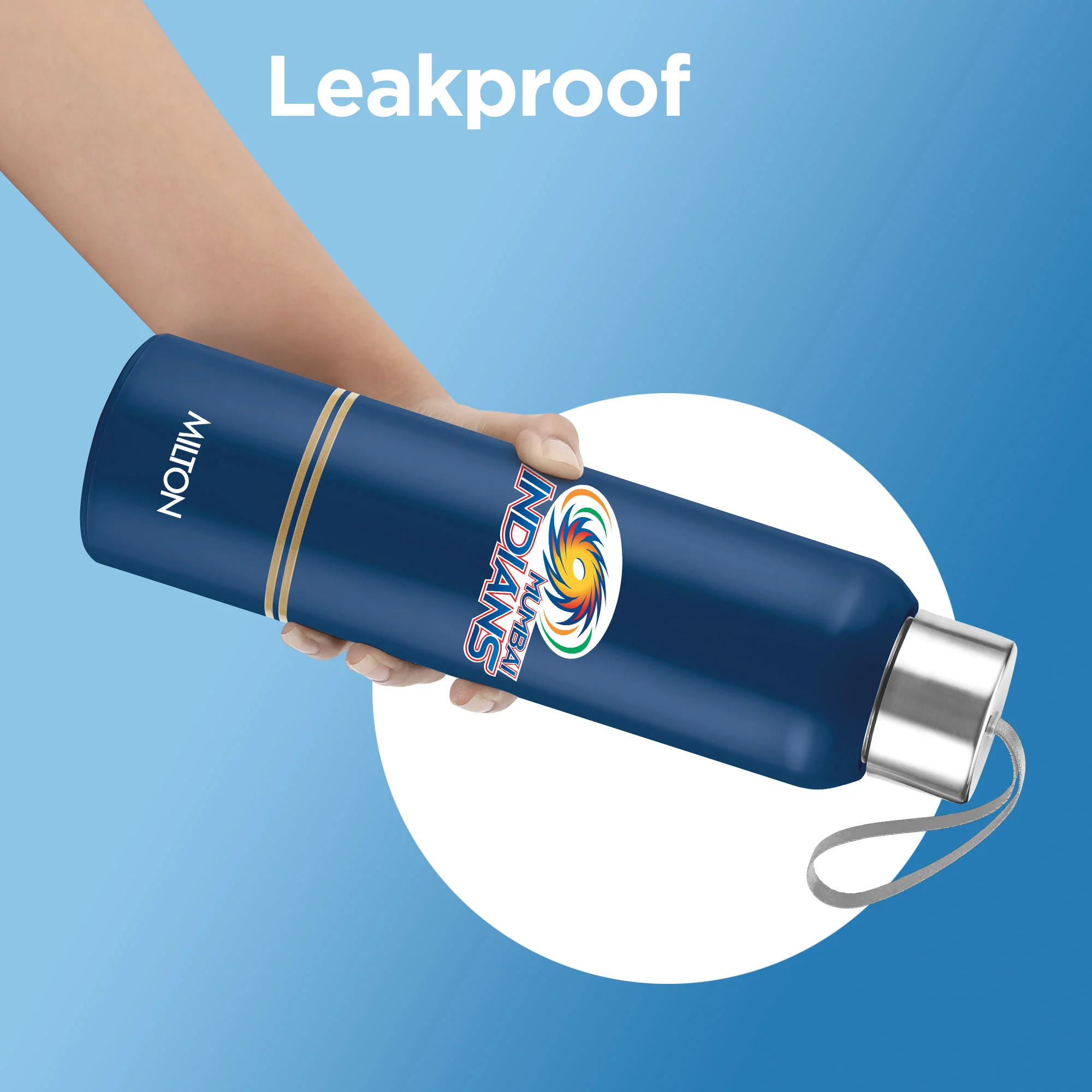 Sports Steel Halo UV Printing Water Bottle - Mumbai Indians (MI) - Milton - Image 5