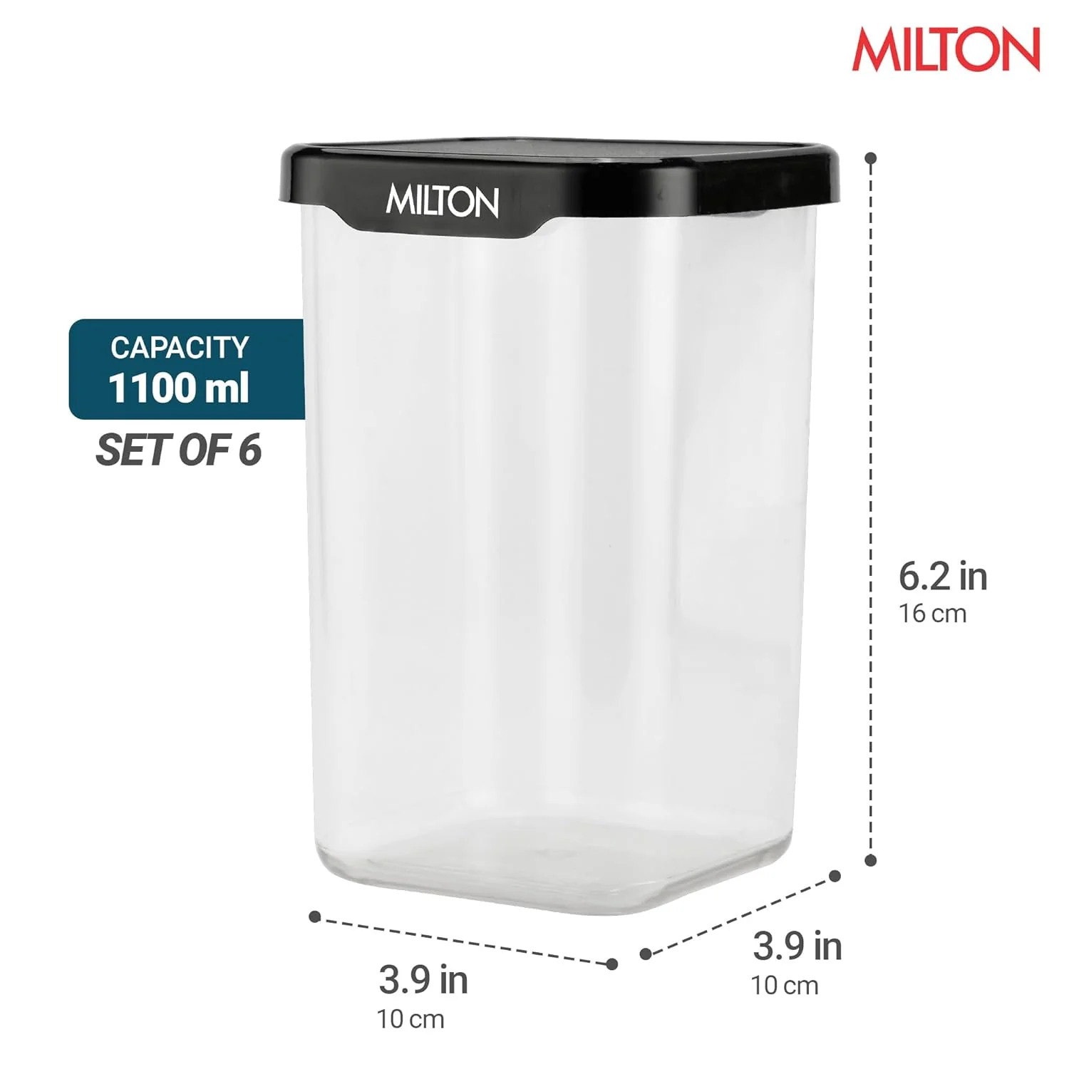 Square Containers for Kitchen Storage - Set of 6 (Milton) - Image 3