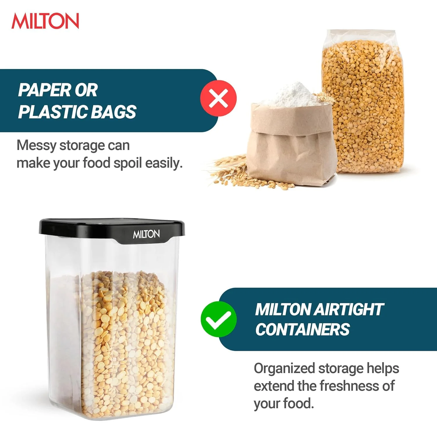 Square Containers for Kitchen Storage - Set of 6 (Milton) - Image 5
