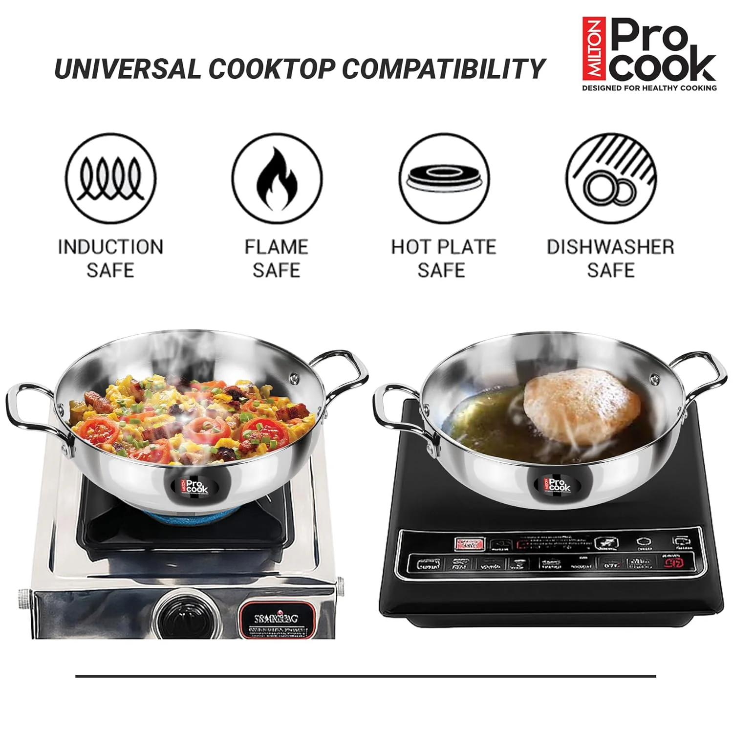 Stainless Steel Sandwich Bottom Induction 4 pcs Kitchen Set (Procook By Milton) - Image 2