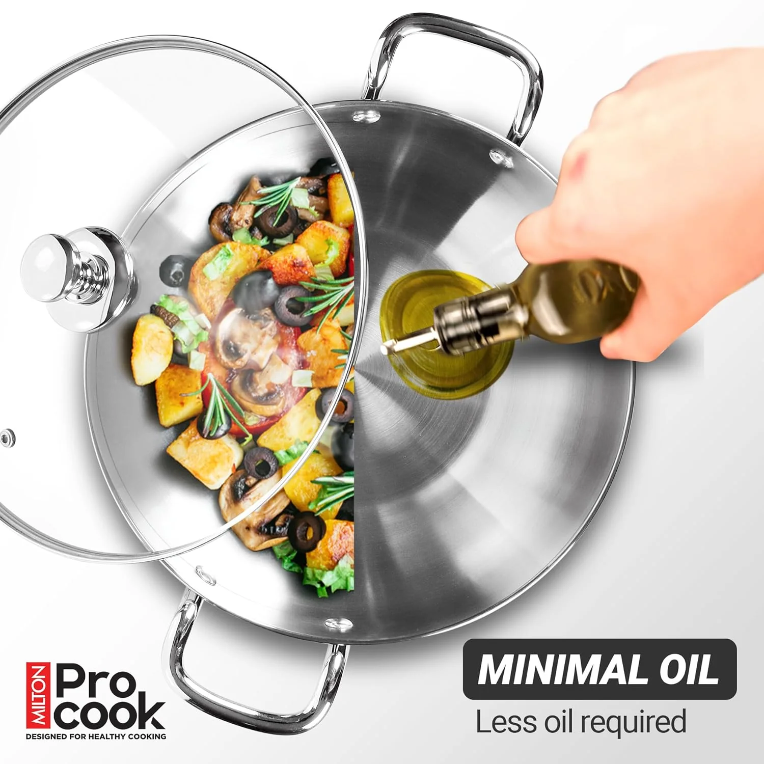 Stainless Steel Sandwich Bottom Induction 4 pcs Kitchen Set (Procook By Milton) - Image 5