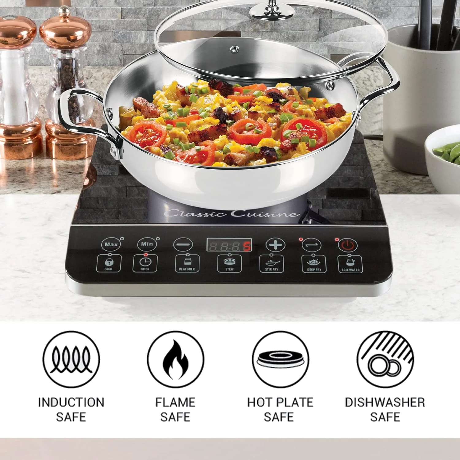 Stainless Steel Kadhai with Glass Lid (Milton Procook) - Image 3