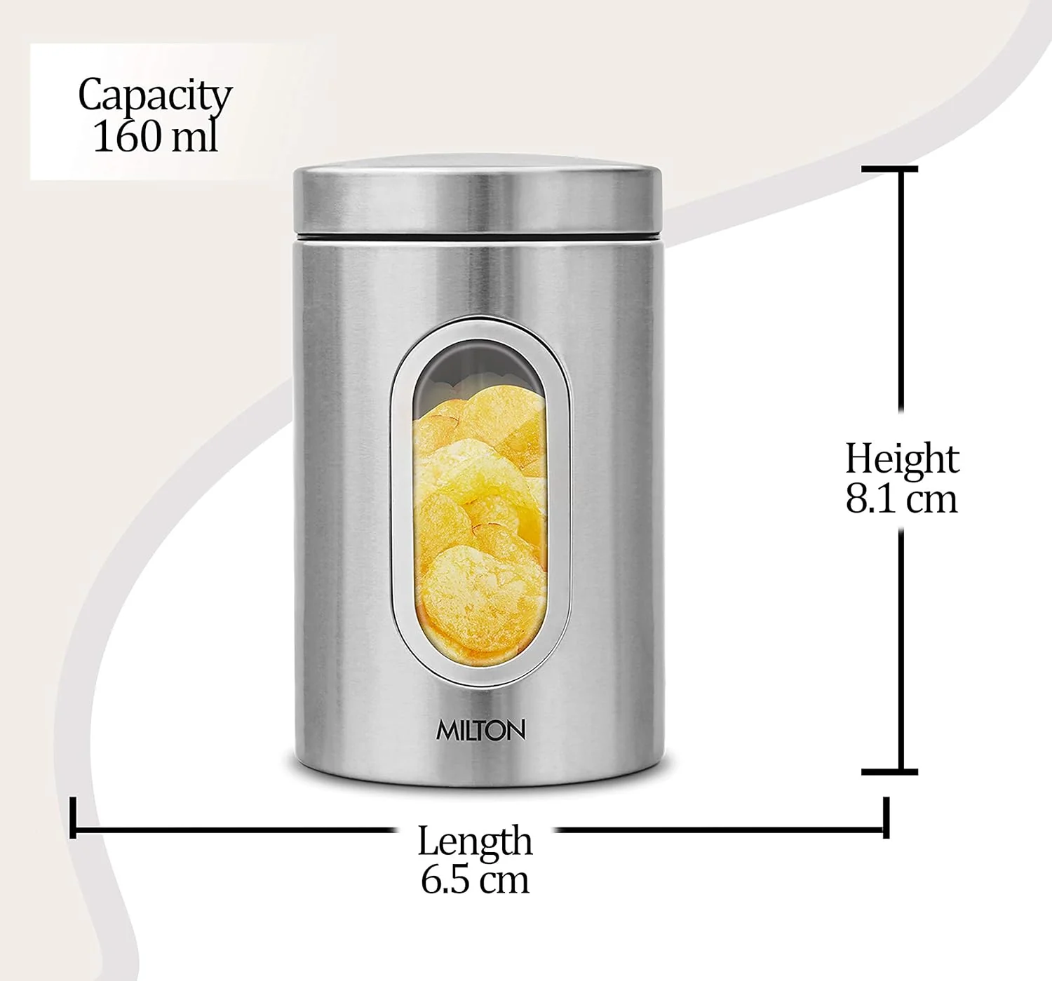Steel Clear 200 Round Storage Jar, Steel Plain (Milton) - Image 3