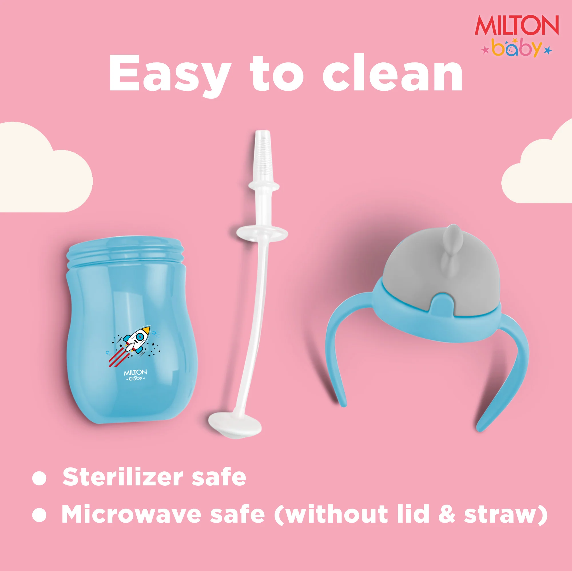 Straw Sipper With Handle Bottle For Baby (Milton) - Image 4