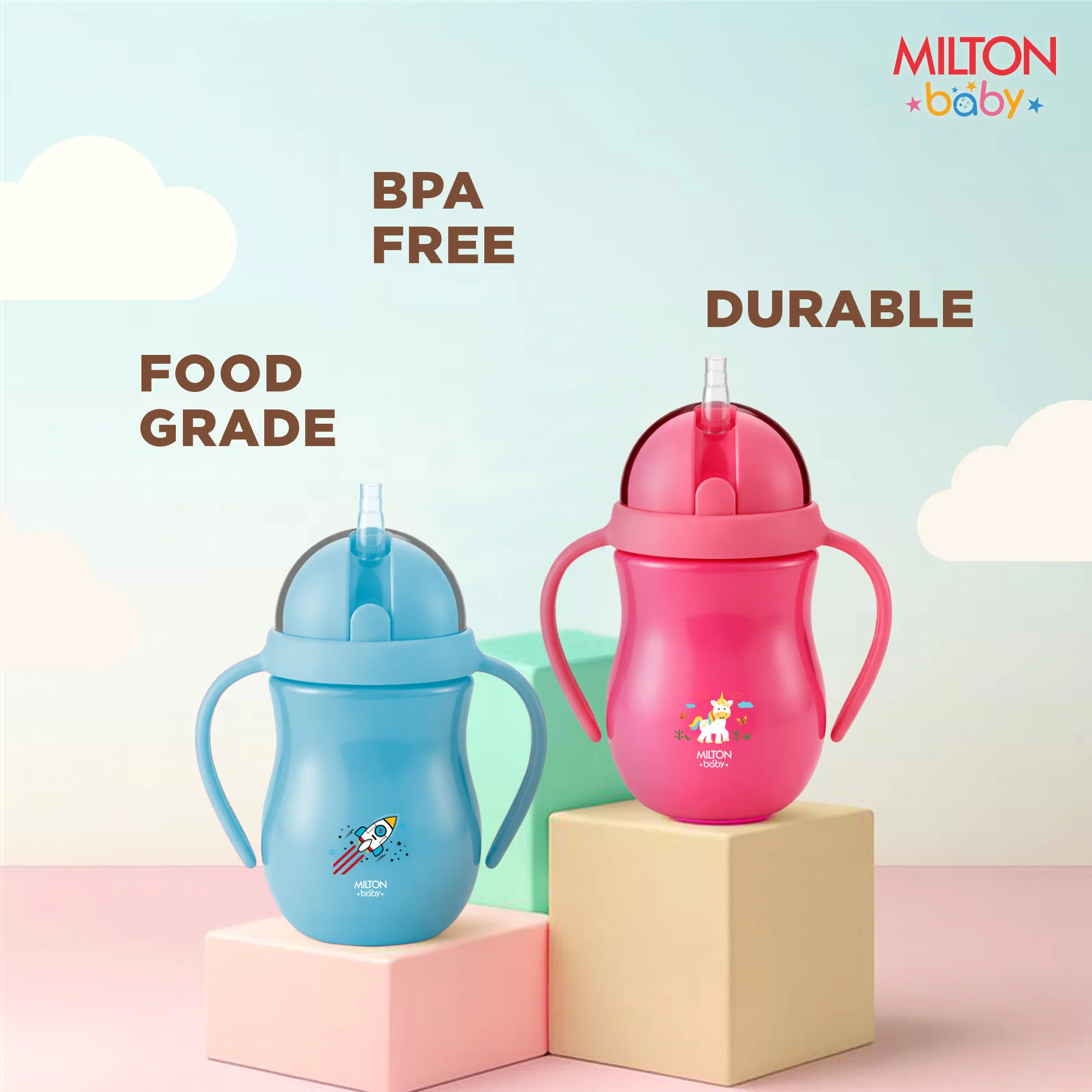 Straw Sipper With Handle Bottle For Baby (Milton) - Image 9