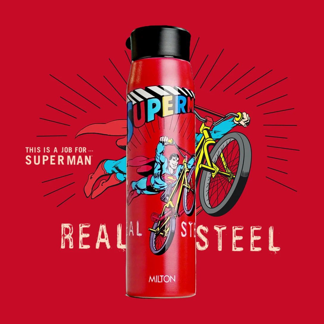 Superman 3D Design Handy Stainless Steel Bottle (Milton) - Image 2