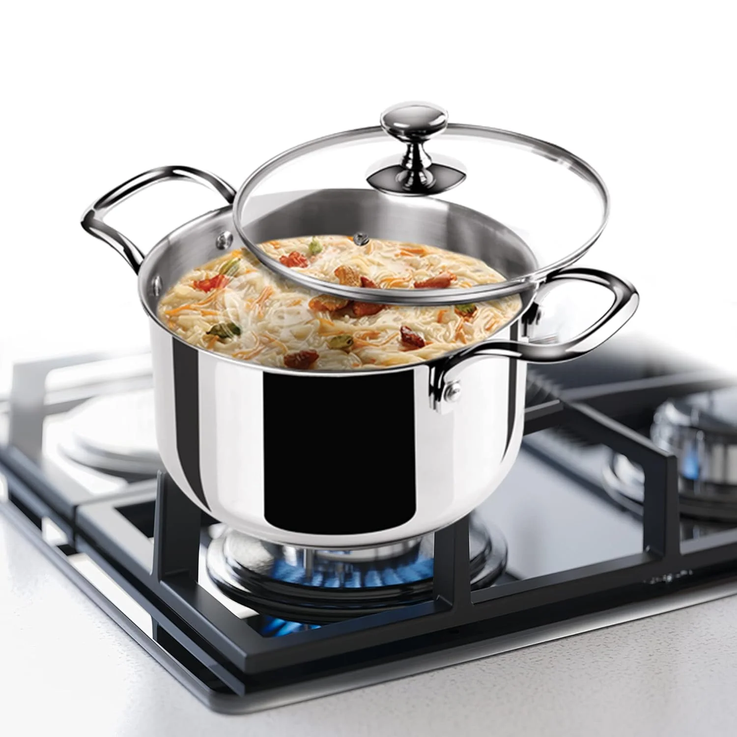 Tri Ply Stainless Steel Casserole With Lid Sandwich Bottom (Milton Procook) - Image 2