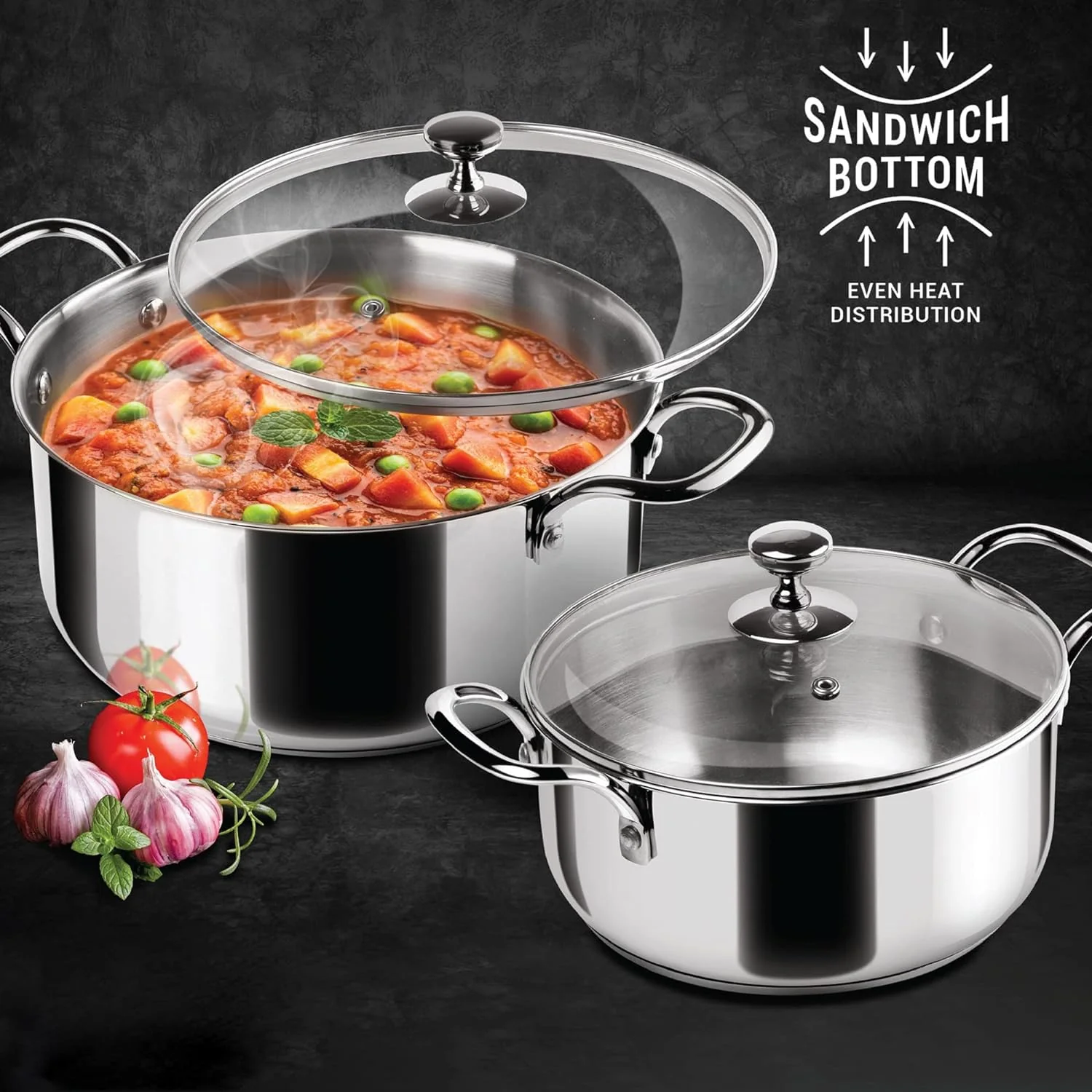Tri Ply Stainless Steel Casserole With Lid Sandwich Bottom (Milton Procook) - Image 8