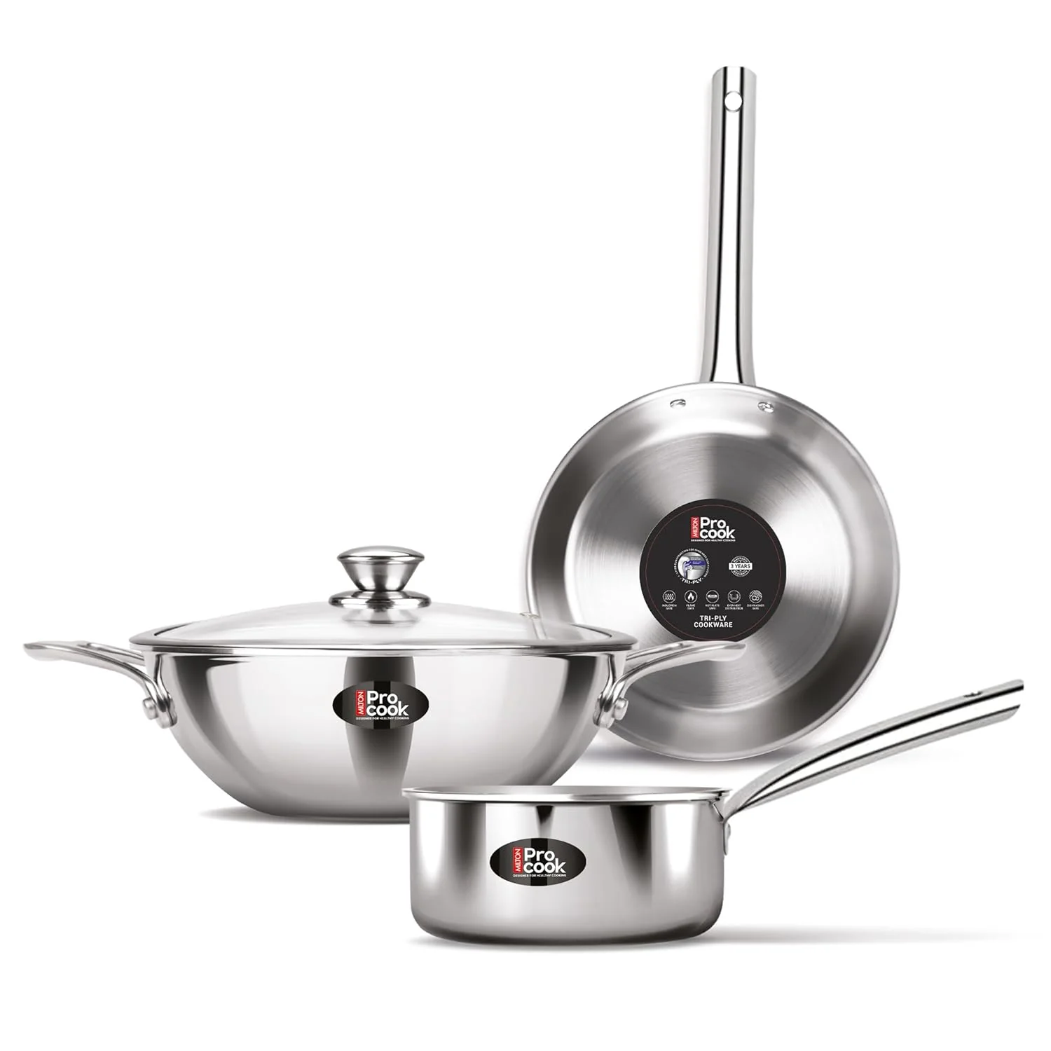 Triply Stainless Steel 4 Pc Induction Cookware Set (Procook By Milton) - Image 8
