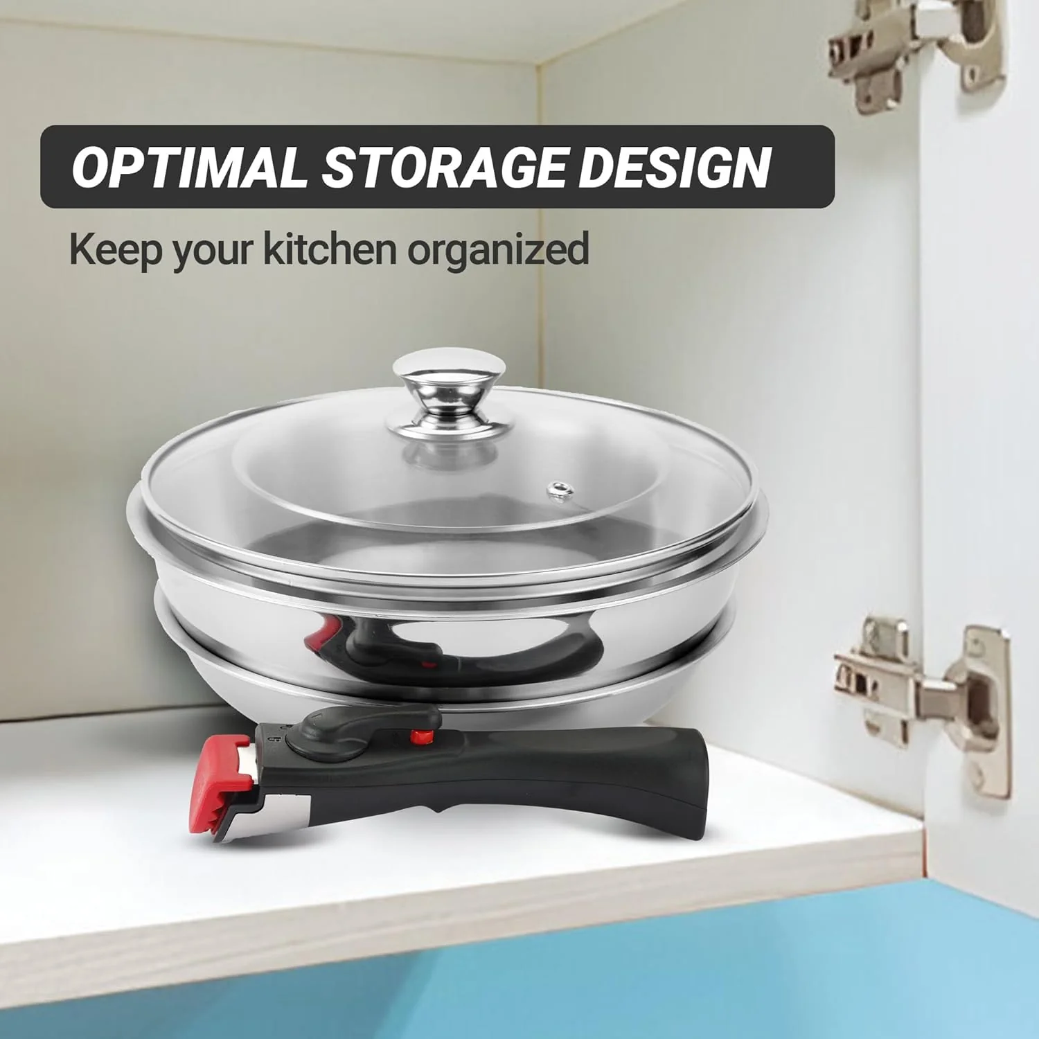 Triply Stainless Steel Cookware Set with Detachable Handle - Image 4