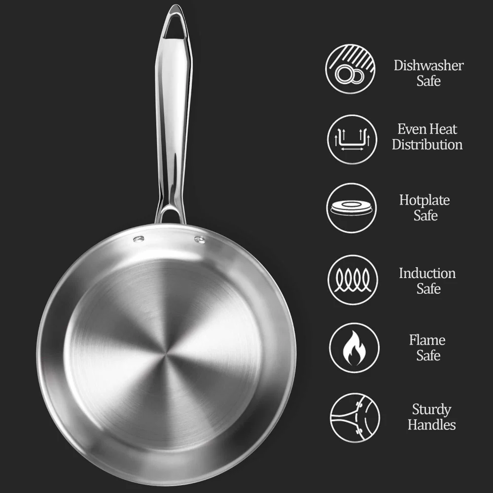 Triply Stainless Steel Fry Pan With Lid (Milton Procook) - Image 6