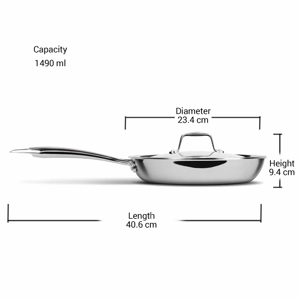 Triply Stainless Steel Fry Pan With Lid (Milton Procook) - Image 9