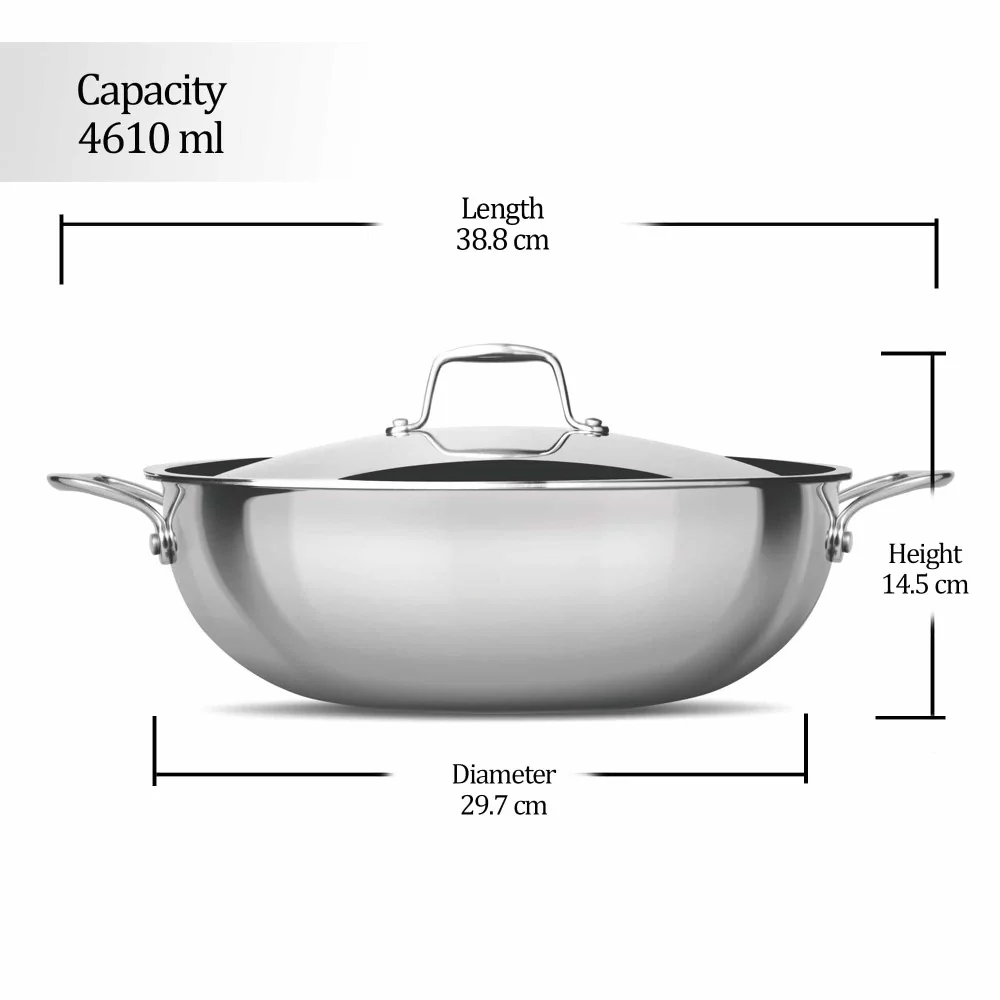 Triply Stainless Steel Kadhai with Lid (Milton Procook) - Image 11