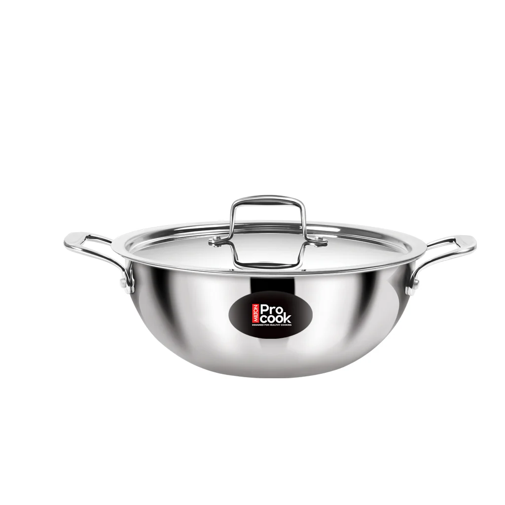 Triply Stainless Steel Kadhai with Lid (Milton Procook) - Image 14