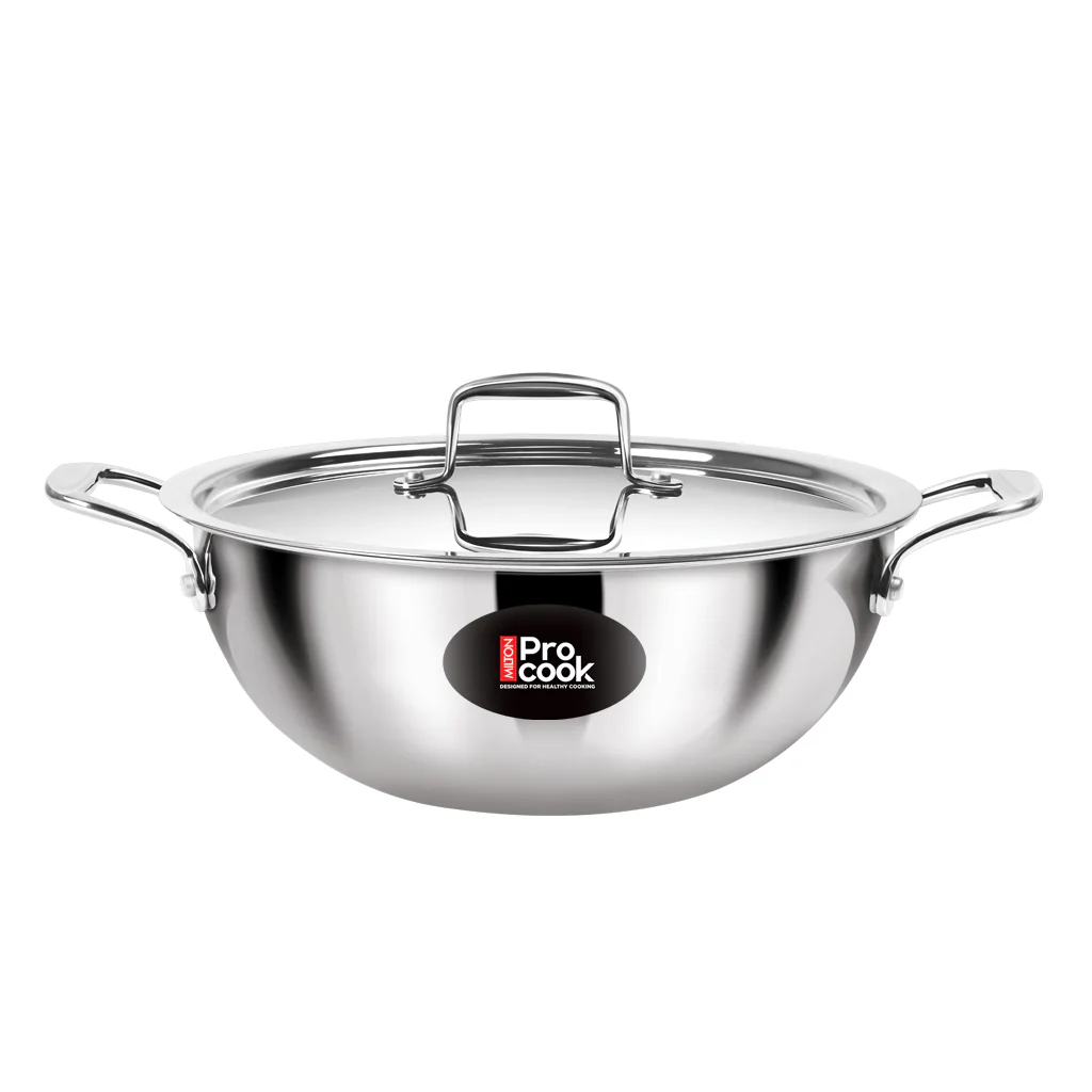 Triply Stainless Steel Kadhai with Lid (Milton Procook) - Image 16