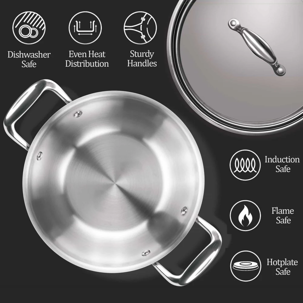 Triply Stainless Steel Kadhai with Lid (Milton Procook) - Image 5