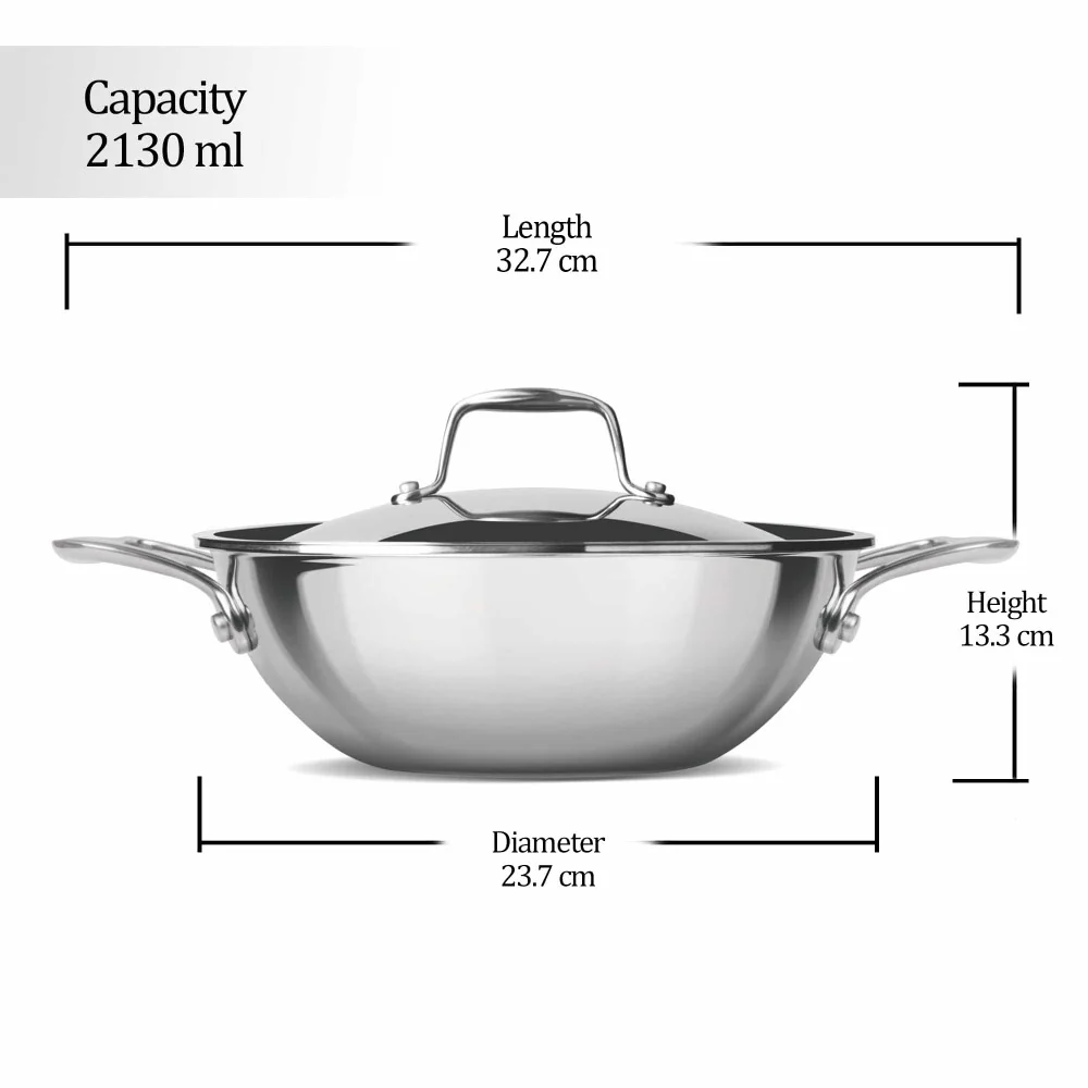Triply Stainless Steel Kadhai with Lid (Milton Procook) - Image 8