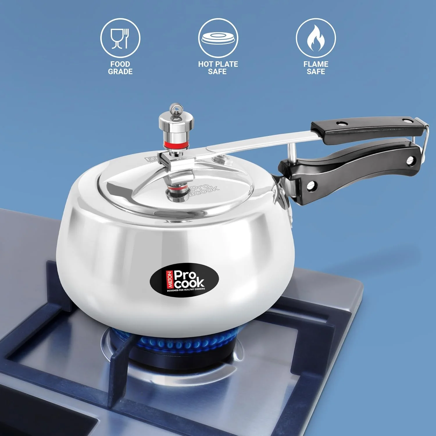 Wide Base Pressure Cooker Inner Lid Aluminium Non Induction (Milton Procook) - Image 6