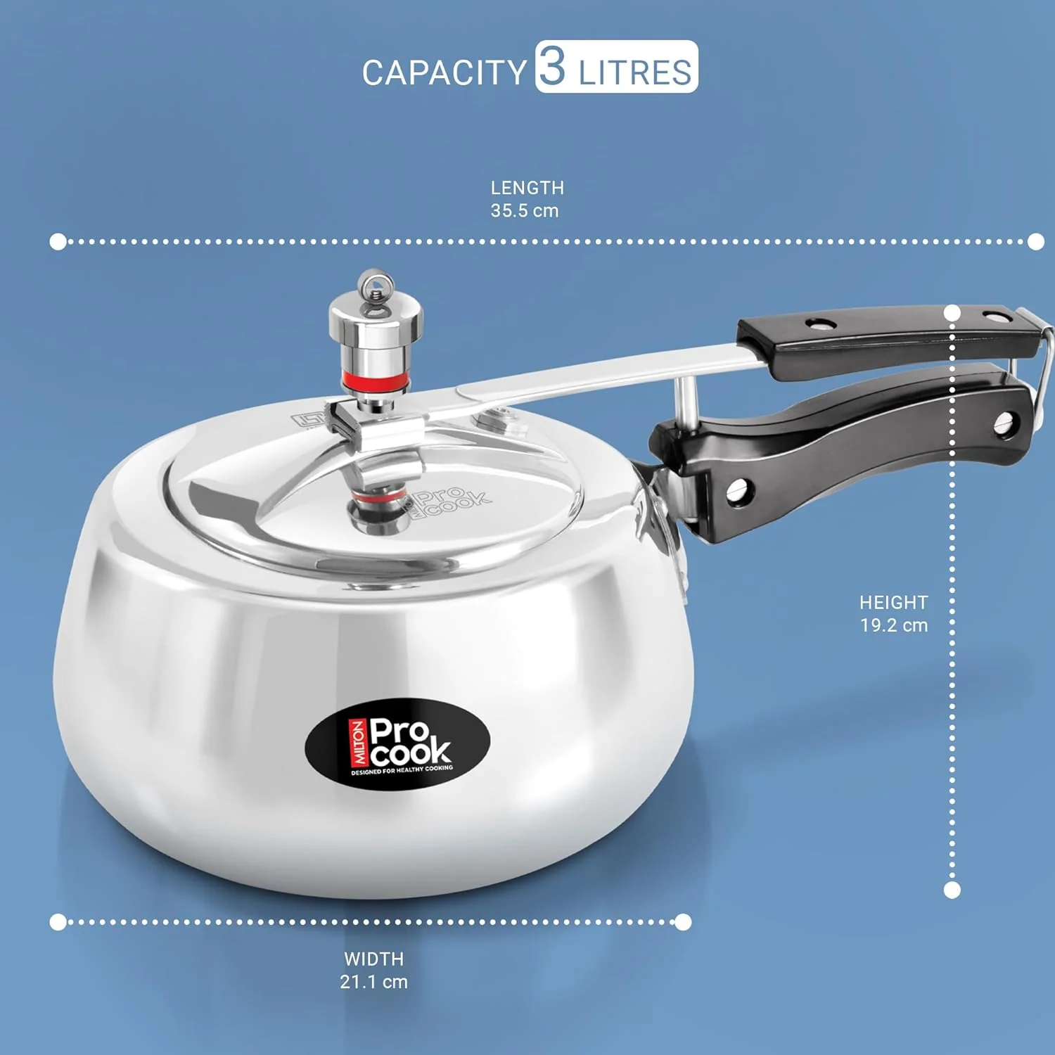 Wide Base Pressure Cooker Inner Lid Aluminium Non Induction (Milton Procook) - Image 7